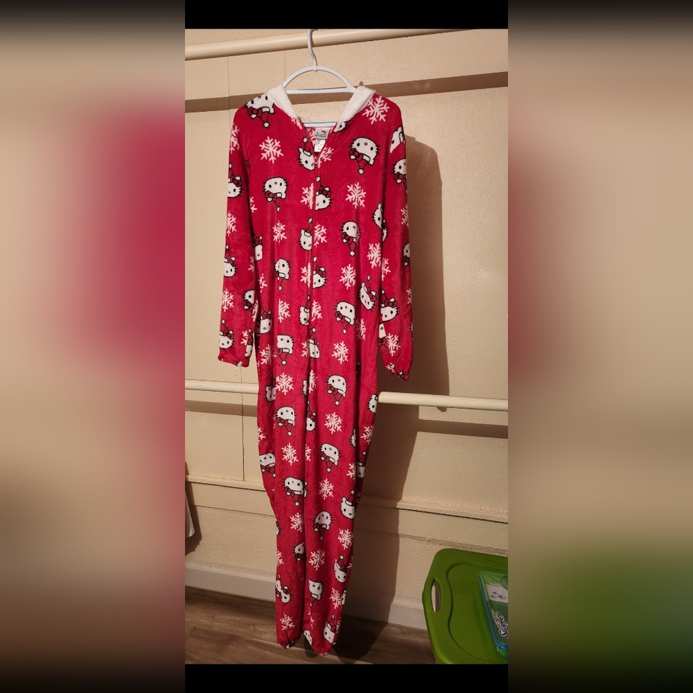 Hello Kitty Holiday Christmas Pjs Onsies Large L